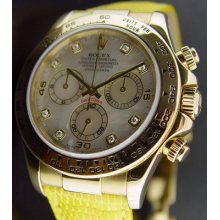 Rolex 18k Yellow Gold Daytona Mother Of Pearl Diamond 116518 Watch Chest