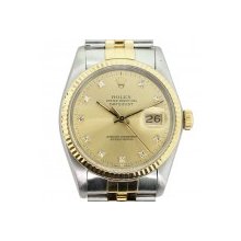 Rolex Datejust 16013 Two-tone Champagne Diamond Dial Mens Watch