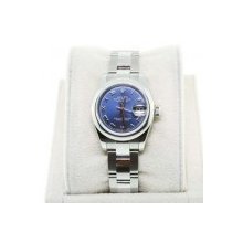 Rolex Datejust 179160 Ladies Oyster Perpetual Blue Roman Numeral Watch