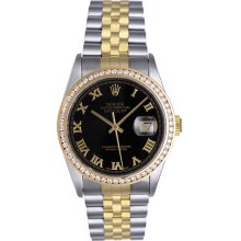 Rolex Datejust 2-Tone Men's Watch 16013 Channel Set Diamond Bezel