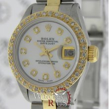 Rolex Datejust 6917 Steel 18k Yellow Gold White Diamond Dial Diamond Bezel