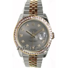 Rolex Datejust Men's Unused Heavy Jubilee Band/Hidden Clasp Model 116233 In Box with Papers and Tags, Custom Diamond Dial and Bezel-07-08