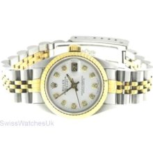 Rolex Datejust Steel & Gold Lady Watch Diamonds Ship From London,uk, Contact Us