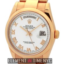 Rolex Day-Date 18k Rose Gold White Roman Dial Circa 2000