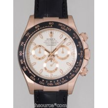 Rolex Daytona 116515 Rose Gold Ivory Dial Ceramic Bezel On Strap Ret: $28,800