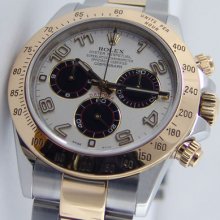 Rolex Daytona 116523 18k Gold & Stainless Steel White Panda Arabic Watchchest