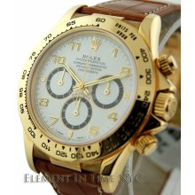 Rolex Daytona 18k Yellow Gold Zenith Movement White Arabic Dial