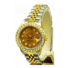 Rolex Ladies Datejust 2-Tone Pre-Owned Salmon/1.8ct Set Diamond Bezel