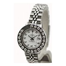 Rolex Ladies Datejust Preowned White Dial/1.5ct Set Diamond Bezel