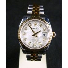 Rolex Ladies Datejust Stainless Steel/18k Gold Jubilee Diamond Dial 179173