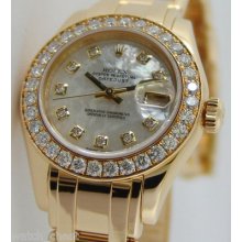 Rolex Ladies Pearlmaster 18k Mother-of-pearl Diamond 80298 Watchchest