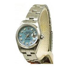 Rolex Ladies Steel Datejust Blue Diamond Dial, Fluted Bezel - Preowned