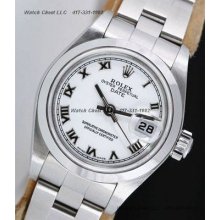 Rolex Lady Date Ss White Roman Dial 79160 Watch Chest