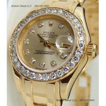 Rolex Lady Pearlmaster 29mm Champagne Diamond 80298 Watch Chest