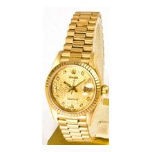 Rolex Lady President Yellow Gold Pre-Owned Jubilee Diamond Dial