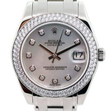 Rolex Masterpiece 81339 Midsize 18kw Gold, Mother Of Pearl Dial , Diamond Bezel