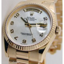 Rolex Mens 36mm Gold President Mother-of-pearl 118238 Watch Chest