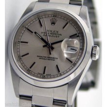 Rolex Mens 36mm Stainless Datejust Silver Stick Dial 16200 Watchchest