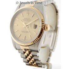 Rolex Men's Datejust 16233 E Ss & 18k Gold Automatic