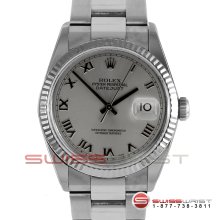 Rolex Mens Datejust Stainless Steel Rhodium/Silver Roman Oyster