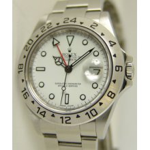 Rolex Mens Explorer Ii 40mm Steel White Dial 16570 Watch Chest