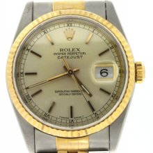 Rolex Mens Stainless Steel and 18k Yellow Gold Oyster Perpetual Dateju