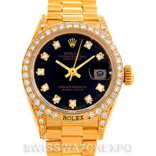 Rolex President Ladies Crown Collection Gold Diamond Watch 69158