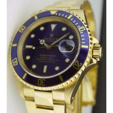 Rolex Submariner 40mm 18k Gold Blue Dial 16618