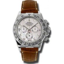 Rolex Watches Daytona White Gold Leather Strap 116519 mopdia