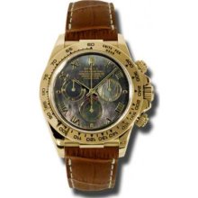 Rolex Watches Daytona Yellow Gold Leather Strap 116518 dkmrbr