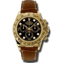 Rolex Watches Daytona Yellow Gold Leather Strap 116518 bkdbr