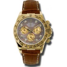 Rolex Watches Daytona Yellow Gold Leather Strap 116518 dkymbr