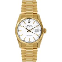 Rolex Women's President Midsize Fluted White Index Dial