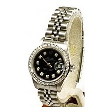 Rolex Women's Watch Datejust - Steel - Black Diamond Dial - Pre-Owned