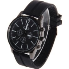 Round Dial Leather Wrist Watch with Dial Decoration for Men