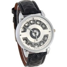 RSOLIA Hollow Analog Watch with PU Leather Band (White)