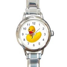 Rubber Ducky on a Silver Round Charm Watch...NEW - Yellow - Silver Tone