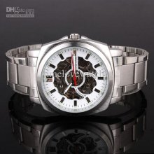 Save Money Choice Round White Dial Square Case Mechanical Men Watch