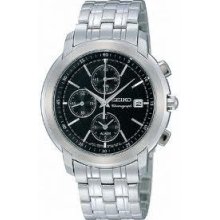 Seiko Alarm Chronograph Black Face Men's Watch Snab83p1