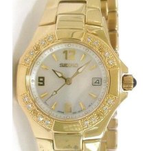 Seiko Coutura Ladies 16 Diamond Mop Watch With Seiko Box, Warranty