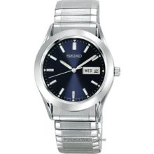 Seiko Day/Date - Flex Band Men's Watch - Stainless - Blue Face SGF799