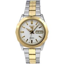 Seiko Men's 5 Automatic SNKG84K Two-Tone Stainless-Steel Quartz Watch with White Dial