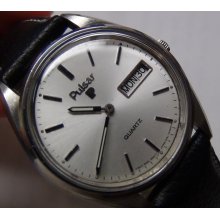 Seiko Men's Silver Quartz Unique Dial Dual Calendar Watch $395