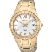 Seiko Men's 'Solar' Stainless Steel Yellow Goldplated Solar Power ...