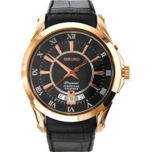 Seiko Premier Perpetual Calendar Leather Mens Watch SNQ128