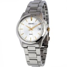 Seiko Sgef53 Men's Silver Tone Dial Stainless Steel Bracelet Analog Date Watch