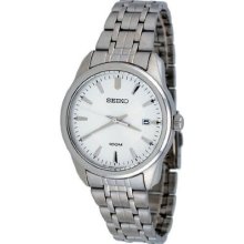 Seiko Sgeg01 Men $200 3 Hands White Dial Silver Ss Date Watch Sgeg01p1