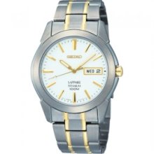 Seiko Slim Men Titanium Two Tone Sapphire Quartz 100m Watch Sgg733 Sgg733p1