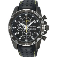 Seiko Snae67 Sportura Chronograph Black Dial Leather Mens Watch