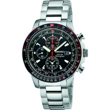 Seiko Solar Aviator Stainless Steel Flight Computer Chronograph Watch